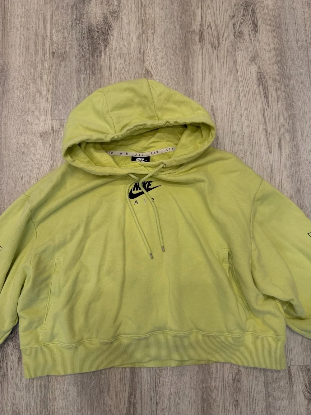 Nike Air Cropped Hoodie Lime Green Yellow Logo Sweatshirt Large